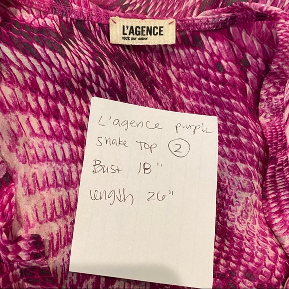L’AGENCE Purple Snake Print Top - Picture 2 of 4